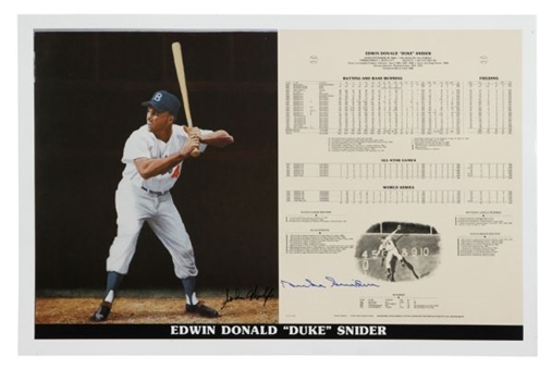 Collection of Forty (40) Duke Snider Signed Career Records Prints